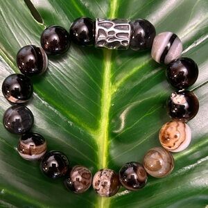 smoky dark chocolate botswana agate chunky 12mm bracelet